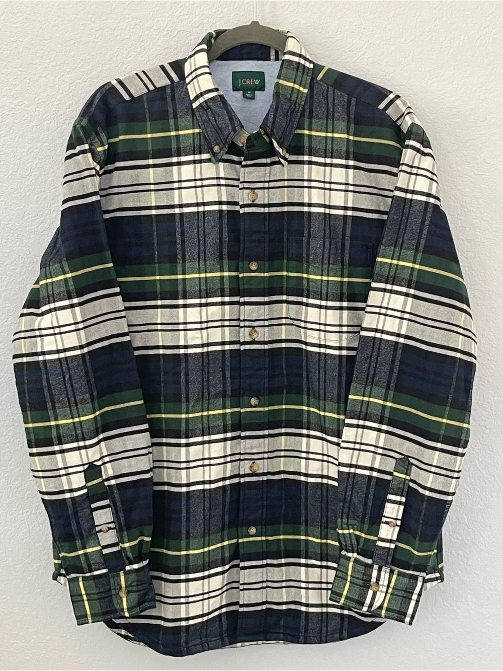 J.Crew Men's M Heavyweight Plaid Button Down Shirt Navy Green Overshirt